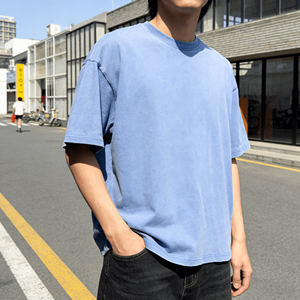 Camiseta Oversize para Hombre, 100% Algodón, 240g, Estilo Vintage, Holgada, Lisa, Nueva Colección Primavera Verano, Venta al Por Mayor - Product Image 3