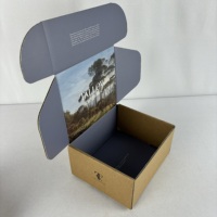 Emballage en carton cosmétique en papier laminé imprimé quadrichromie recyclable en carton ondulé noir avec impression de logo personnalisé