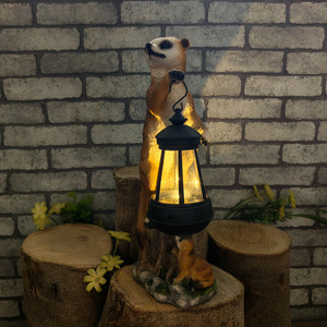 Meerkat figurines statues jardin résine lumières extérieur statue cadeaux et artisanat en gros solaire jardin lumières
