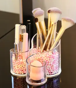 Soporte de acrílico para brochas de maquillaje, caja de almacenamiento de lápices labiales