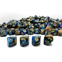 Jeu de dés en acrylique et plastique à paillettes polyédriques à 10 faces bleu et or pour jeux de rôle Donjons et Dragons