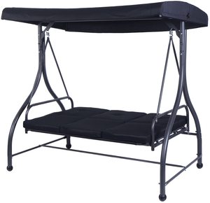 Adjustable Porch Patio <strong>Garden</strong> <strong>Bench</strong> Cushion <strong>Swings</strong> with Canopy Steel Frame Modern Design 3-Seater - Product Image 1