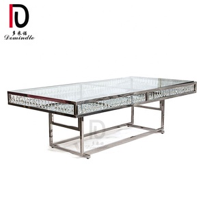 Foshan Event Chic Glass <strong>Top</strong> Stainless Steel Circle <strong>Round</strong> Crystal Wedding Banquet <strong>Table</strong> - Product Image 6