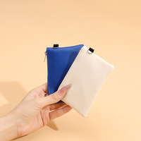 Dapat disesuaikan LOGO tahan air wanita warna Solid PU lembut kulit dompet koin pria Mini dompet kartu koin dompet kunci