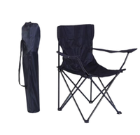 Chaise de camping pliante portable d'extérieur avec accoudoirs et porte-gobelet, en tissu Oxford robuste, pour jardin, plage, pêche, avec sac de transport et de rangement