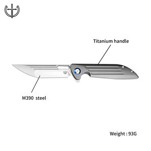 سكين EDC مخصص عالي الجودة مع مقبض تيتانيوم مطحون باستخدام الحاسب الآلي سكين جيب قابل للطي متعدد الشفرات OEM يدعم الشعار - Product Image 4