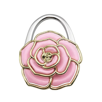 Porte-sac à main portable pour femme, crochet de table, support en alliage de zinc, forme de fleur, accessoire de sac pliable