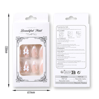 24 Uñas Postizas Francesas Blancas con Diseño de Lazo 3D, Uñas Postizas de Color Nude, Puntas de Uñas Falsas para Mujer, Manicura DIY