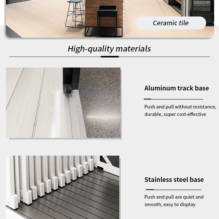 Tsianfan New Design Custom Slider Wooden Cabinet Door Sample Display Rack With Door Frame Sliding Doors Display Stand Exhibition