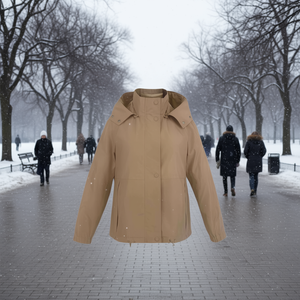 Giacca a vento da donna HDJ taglie forti con cappuccio AD93, a maniche lunghe, tinta unita, capospalla autunnale per il freddo - Product Image 2