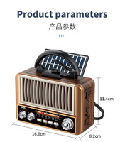 Radio portable rétro ELETREE 2502T 2502T-S, solaire, FM AM SW, lecteur MP3 USB TF, rechargeable, charge USB, haut-parleur BT