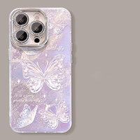 Coque de téléphone pour femme avec imprimé papillon glacier pour iPhone 18 17 16 15 14 13 12 11 Pro Max XS XR, Housse de protection pour filles et femmes