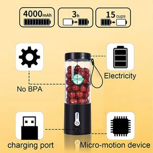 Licuadora de Mano Portátil para Smoothies y Batidos, Mini Licuadora de Frutas de Plástico para Viaje, con Batería Recargable USB de 4000 mAh - Product Image 5