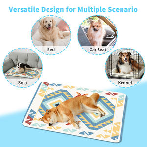 Tapis pour animaux en soie glacée, motif géométrique rectangulaire, lit rafraîchissant pour chien 45x60cm 50x70cm 65x90cm 85x120cm, fournitures pour animaux de compagnie - Product Image 3