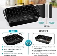 Plaque de cuisson rectangulaire en acier inoxydable durable de 15 pouces avec grille de refroidissement - Grille de cuisson en V pour rôtir la dinde, le poulet, le jambon