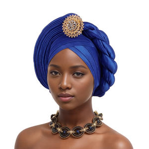 Venta al por mayor personalizado musulmán <span class=keywords><strong>Hijab</strong></span> cabeza bufanda nupcial accesorios para el cabello fiesta de boda para mujeres africanas turbante - Product Image 1