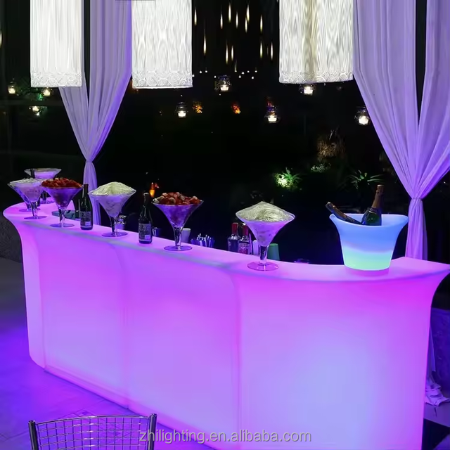 Modern Design RGB Color Changing Party Nightclub Led Commercial Furniture Luxury Plastic Outdoor Bar Counter for Bar Restaurant