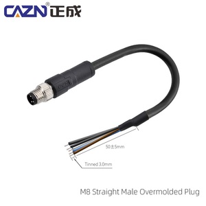 <span class=keywords><strong>Cable</strong></span> <span class=keywords><strong>Conector</strong></span> Recto/Angular M8 Impermeable, 3, 4, 5, 6, 8 Pines, Macho/Hembra, Enchapado, Blindado/No Blindado, PVC - Product Image 1