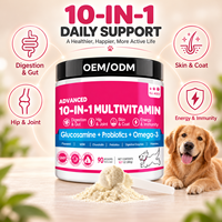 Poudre multivitaminée 10 en 1 pour chiens et chats, glucosamine, probiotiques, oméga 3, digestion, articulations, peau, fabrication OEM