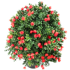 2-Pack Pohon Bola Topiary Mawar Buatan Tinggi 21,6 inci, Tanaman Hias Tahan UV Terlihat Seperti Asli untuk Dalam & Luar Ruangan, Rumah, Taman, Merah - Product Image 4