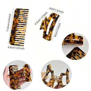 YJL مشبك مخلب مخصص 2 طقم أنيق كلاسيكي أزياء بسيطة مشط/مشبك شعر مستعار شكل مستطيلي أجوف - Product Image 2