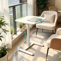 Table basse relevable pneumatique à hauteur réglable, pied unique, gain de place, pour petit salon