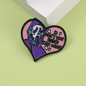 Shmik Skull Making A Phone Call with Letters So What's Your Favorite Scary Movie Esmalte Metal Funny Lapel Pins Broches Insignias - Product Image 3