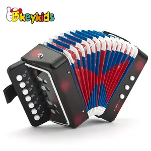 Hot selling kids toy wooden musical button accordion with customize W07K006C