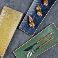 Assiette plate rectangulaire créative en céramique écologique de style japonais de 7 à 12 pouces pour sushis et sashimis, idéale pour les hôtels, restaurants et fêtes