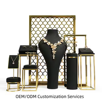 Ensembles en or supports de plateau plateaux personnalisés nouvelle vitrine personnalisée en métal noir mode support bijoux de luxe présentoir ensemble