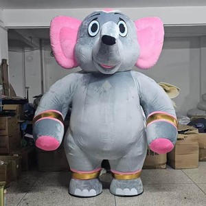 Costume d'éléphant gonflable gris <span class=keywords><strong>rose</strong></span> personnalisable QUTENG, tenue de mascotte en peluche durable pour la promotion d'événements et les défilés - Product Image 2