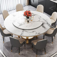 Ensemble de table à manger de style nordique post-moderne, luxe léger, plateau en marbre, table à manger en acier inoxydable plaqué or, chaises pour hôtel, 8 places