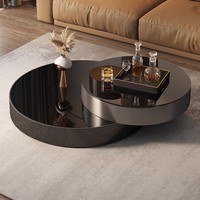 Table basse rotative minimaliste italienne de luxe léger, plateau en verre trempé, extensible, pliable, structure en acier, mobilier de salon