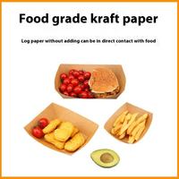 Boîte en papier kraft jetable personnalisée, épaissie, anti-graisse, pour frites, poulet frit, popcorn, steak, emballage résistant à l'huile
