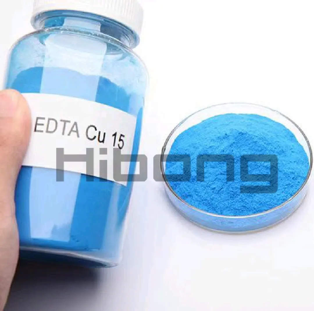 Hibong Industrial Grade Organic Salt EDTA Cu 15% Chelated Copper Fertilizer with Ethylenediamine Tetraacetic Acid