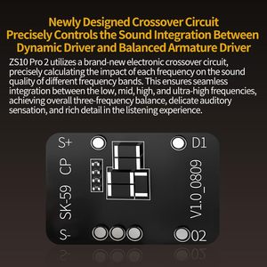 Écouteurs intra-auriculaires hybrides Fone <span class=keywords><strong>KZ</strong></span> <span class=keywords><strong>ZS10</strong></span> Pro 2 1DD+4BA avec 4 commutateurs de réglage, technologie de crossover 3 voies, écouteurs IEM HiFi - Product Image 5
