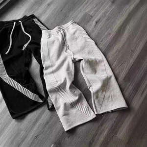 Özel Y2k rahat koşu pantolonları geniş bacak fişekleri Baggy <span class=keywords><strong>Sweatpants</strong></span> şerit bant yan örme nakış pamuk ter eşofman altları - Product Image 3