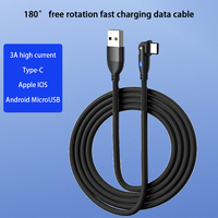 PD 27W 3A Cable USB C de carga rápida para teléfono USB tipo C SuperCharge Cable DE DATOS 180 grados de rotación Cable Micro USB para teléfono