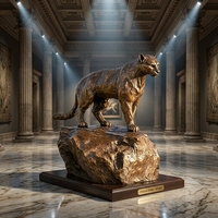 Statue de léopard en bronze moulé à la cire perdue sur mesure - Sculpture de prédateur traquant sur mesure pour les intérieurs de luxe et les anniversaires