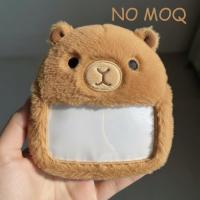 Porte-clés personnalisé OEM ODM en peluche en forme de chat, porte-cartes photo, support portable pour badge d'identification de dessin animé