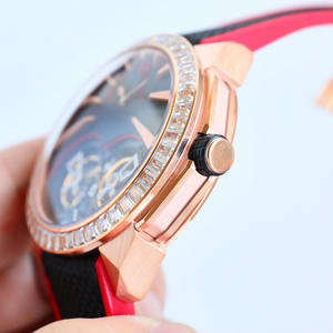 Montre pour homme à double tourbillon avec boîtier argenté et verre saphir, bracelet jaune et noir, pour un usage quotidien et décontracté, montre mécanique - Product Image 4