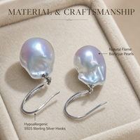 Boucles d'oreilles pendantes en perles d'eau douce baroques 12-14 mm colorées en argent sterling 925 pour femmes