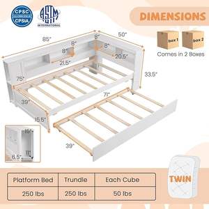 <span class=keywords><strong>Lit</strong></span> superposé double avec rangement, tête de <span class=keywords><strong>lit</strong></span> réversible, design en forme de L, lattes en bois pour enfants, garçons et filles, blanc - Product Image 4
