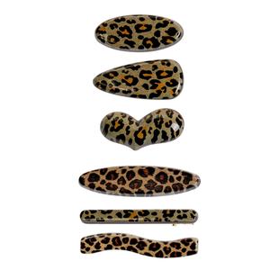 กิ๊บติดผมลายเสือดาวสีน้ำตาลกาแฟ กิ๊บปากเป็ดทรงเรขาคณิตสีสันตัดกัน ชุดกิ๊บติดผม ขายส่งอุปกรณ์เสริมผม - Product Image 3