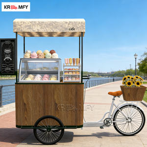 Tricycle à café à poussée manuelle, nouveau design, pour café mobile, camionnette à glace, chariot de vente ambulante - Product Image 5