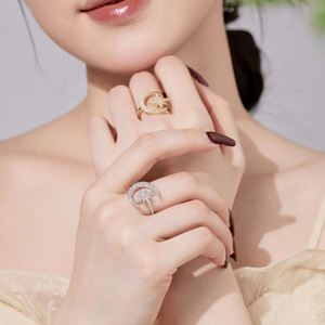 Dylam Trending Design Fashion Fine Jewelry Sterling Silver Gold Plated 5A Zirconia Universe Crescent <b>Moon</b> Star Octet Open <b>Rings</b> - Product Image 2