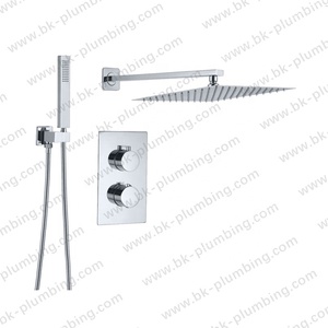 Ensemble de douche et robinetterie murale de luxe moderne 2024 gris – Robinet de douche carré noir - Product Image 4
