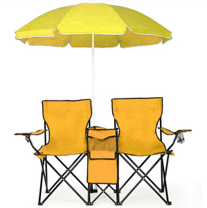 Wholesale <strong>Foldable</strong> Double Seat Camping <strong>Table</strong> <strong>Chair</strong> Portable Beach <strong>Chair</strong> with Sunshade - Product Image 4