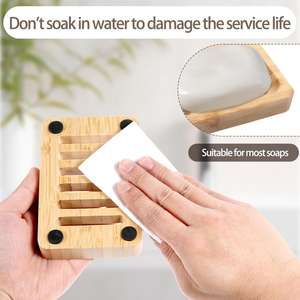 Ensembles de salle de bain en bambou naturel écologique Porte-savon en bambou rectangulaire personnalisé Porte-savon en bambou - Product Image 5