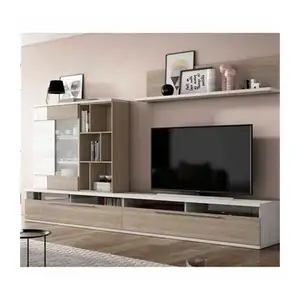 Modern Mdf Wooden Lcd TV Stand Design With Display Cabinet Furniture